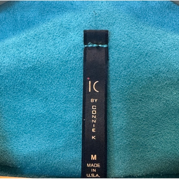 IC by Connie K | Teal Blue Faux Suede Asymmetrical Hem one button Jacket | Sz M - Picture 3 of 6